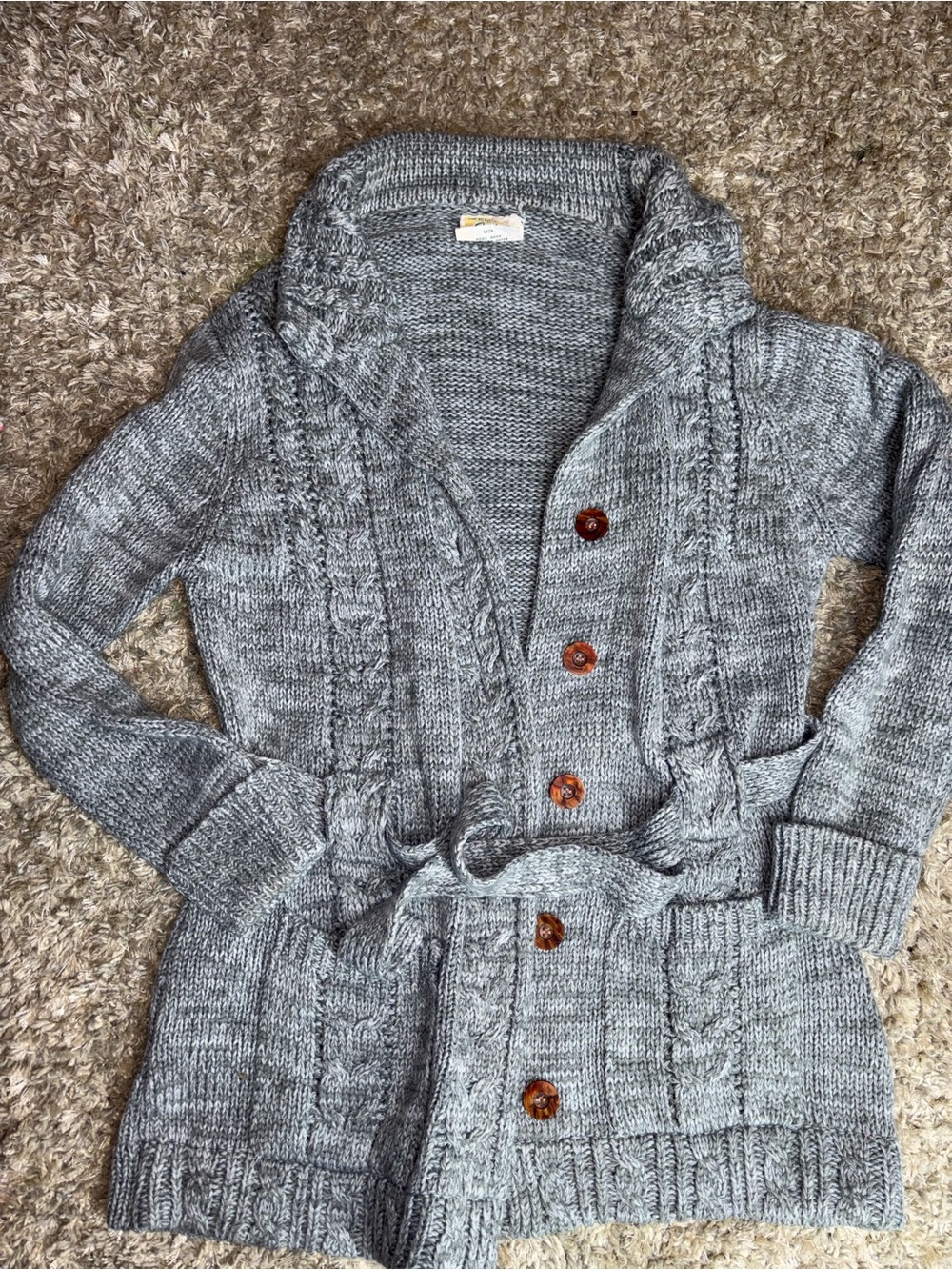 Cozy Shawl Collar Knit Cardigan Sweater in Gray